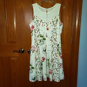 White floral fit & flare dress